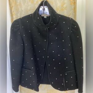 Black Studded Wool Melton Jacket